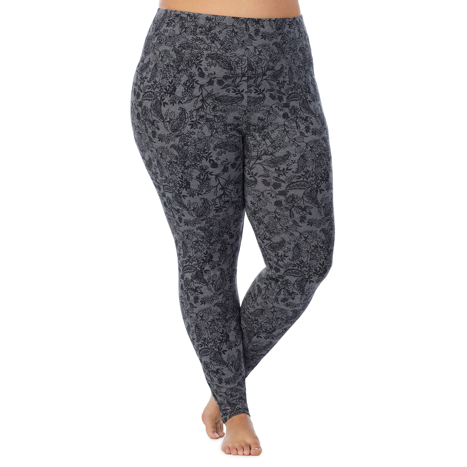 Tonal Buffalo; Model is wearing size 1X. She is 5'9", Bust 38", Waist 36", Hips 48.5". @A lady wearing a tonal buffalo high waist legging plus.