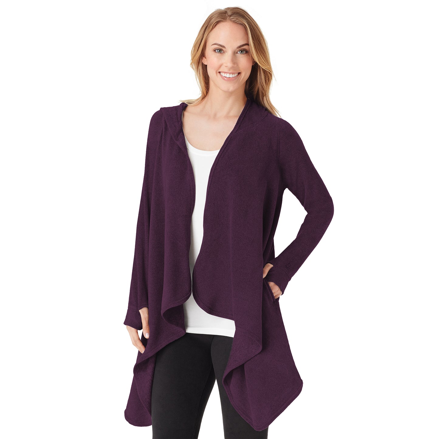 Boysenberry Purple;Model is wearing size S. She is 5’9”, Bust 32”, Waist 25.5”, Hips 36”.