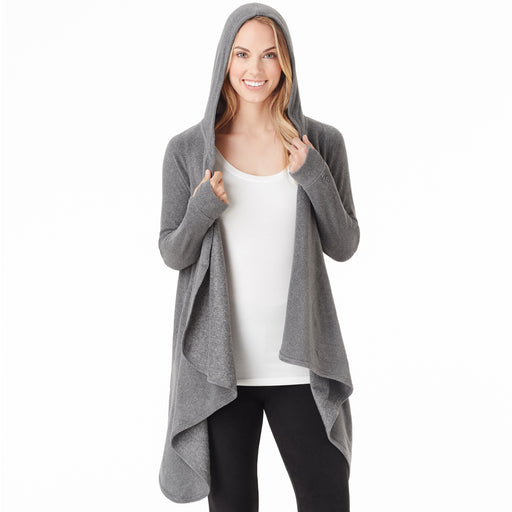 Fleecewear With Stretch Long Sleeve Hooded Wrap-up