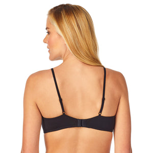 A lady wearing black comfy wire-free bra.