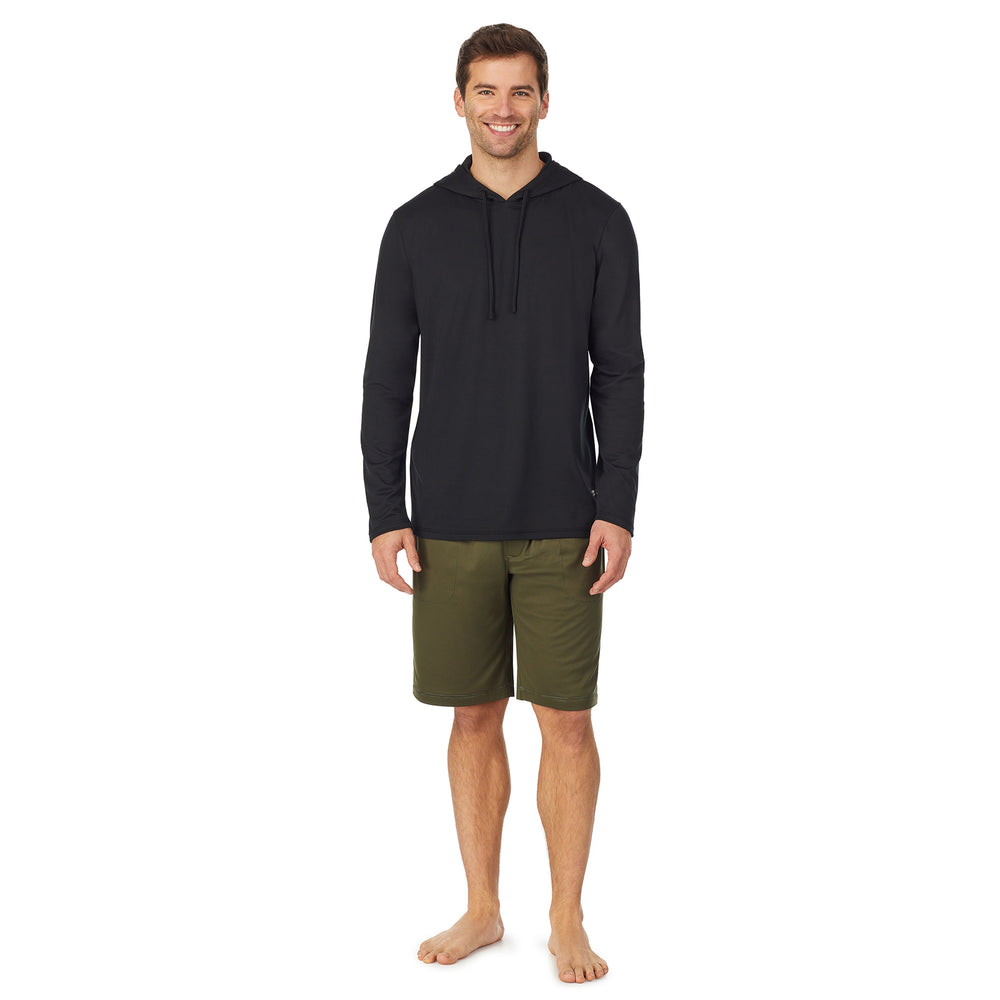A lady wearingMens Far-Infrared Enhance Sleep Hoodie with Olive print