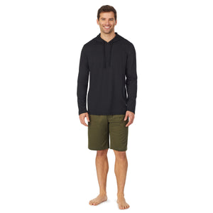  A lady wearingMens Far-Infrared Enhance Sleep Hoodie with Olive print