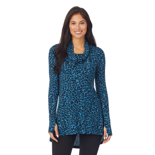 Blue Cheetah;Model is wearing size S. She is 5'8.5