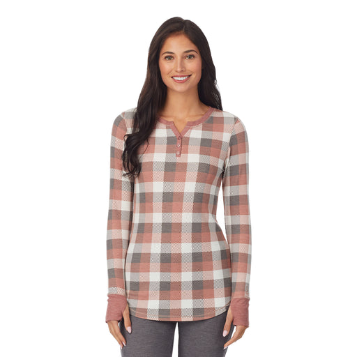 Taupe Grey Buffalo Check;Model is wearing size S. She is 5'8.5