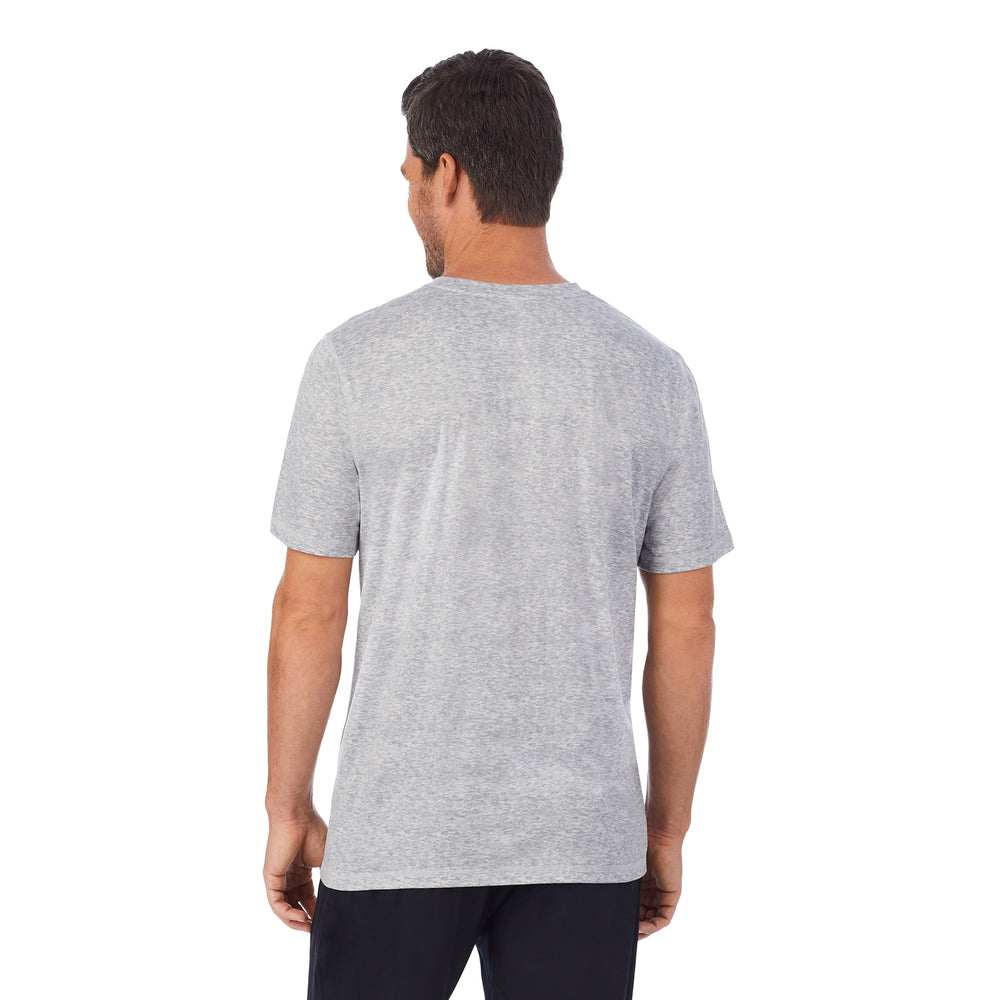 A man wearing Far-Infrared Enhance Sleep Short in Grey Heather print