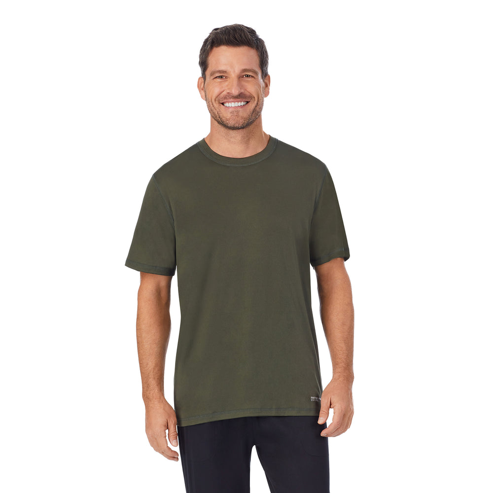 A man wearing Far-Infrared Enhance Sleep Short in olive