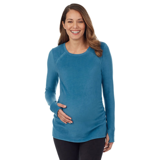 Fleecewear With Stretch Maternity Snap Front Crew - Cuddl Duds