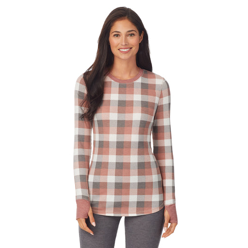 Taupe Grey Buffalo Check;Model is wearing size S. She is 5'8.5