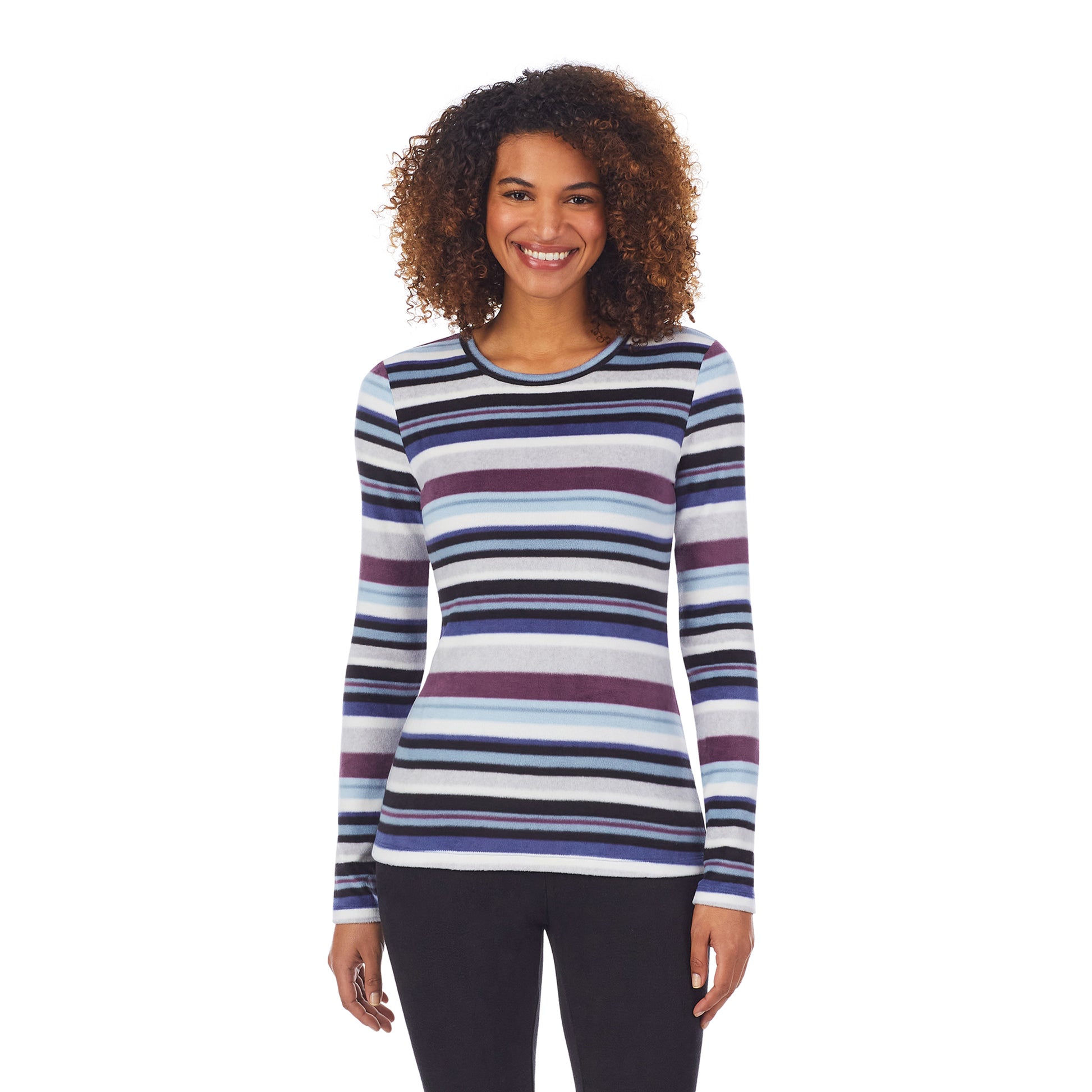 Blue Multi Stripe;She is 5’10”, Bust 34”, Waist 26&quot;, Hips 38”.
