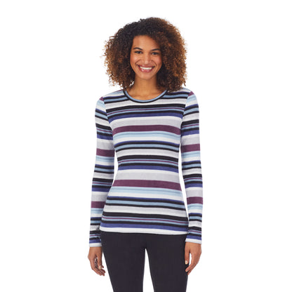 Blue Multi Stripe;She is 5’10”, Bust 34”, Waist 26", Hips 38”.