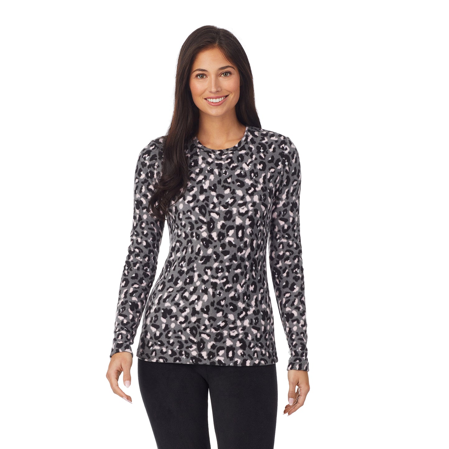 Grey Leopard;She is 5’10”, Bust 34”, Waist 26", Hips 38”.
