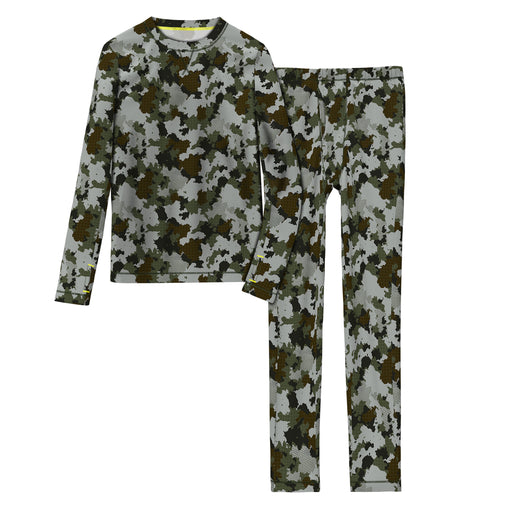 Green Camo;@A green camo long sleeve crew t-shirt and pant set