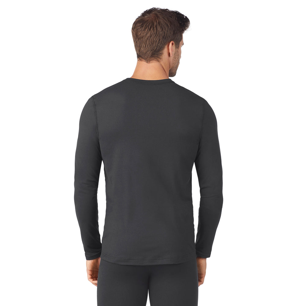 upper body of A man wearing ebony long sleeve crew