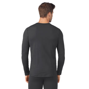 upper body of A man wearing ebony long sleeve crew