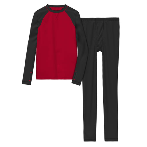 Chili Pepper;@A black-red long sleeve crew t-shirt and pant set