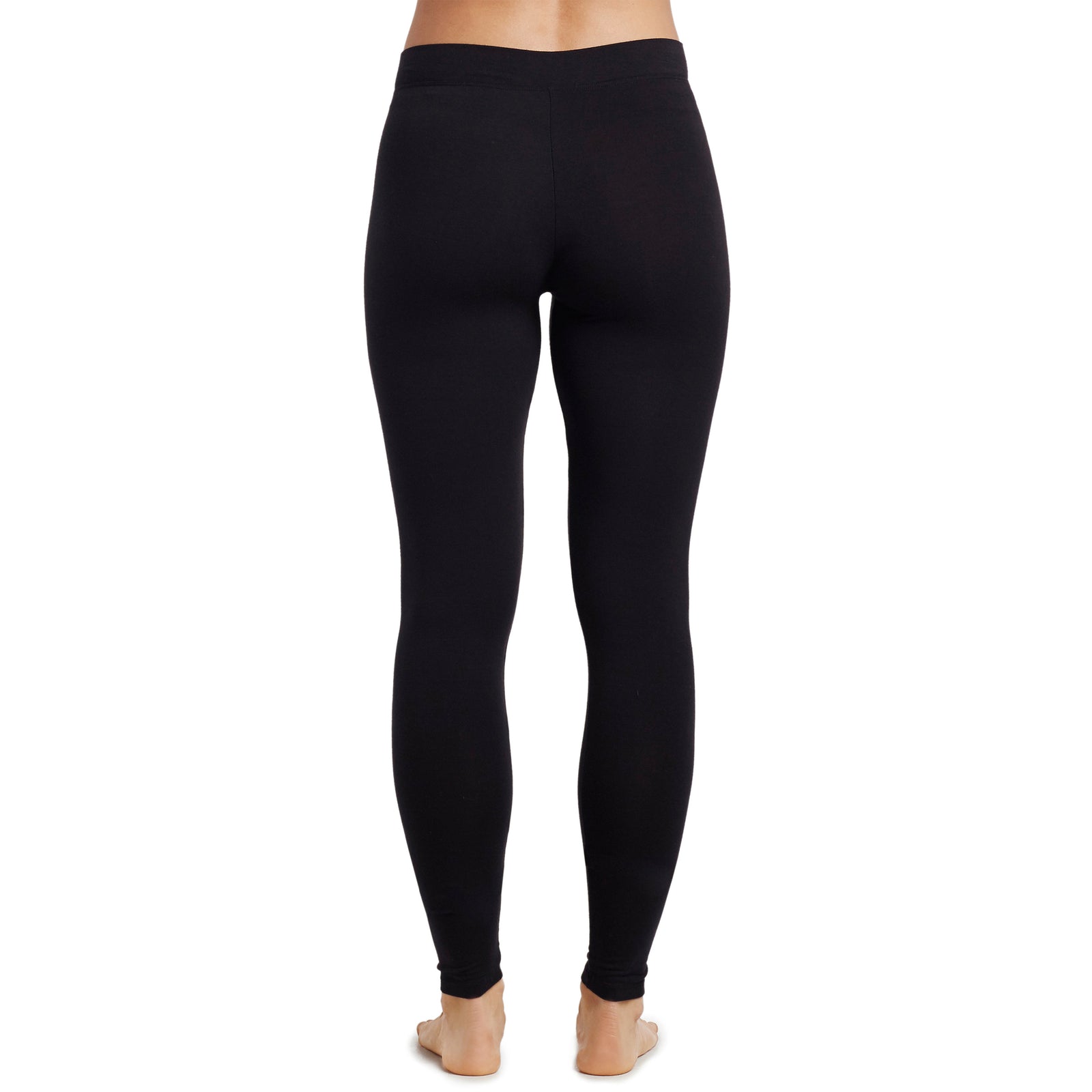 Black; Model is wearing size S. She is 5’9”, Bust 32”, Waist 25.5”, Hips 36”. @A lady wearing a black stretch legging.