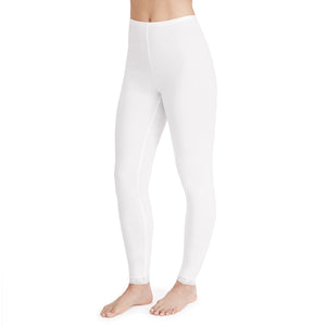 A lady wearing Softwear Lace Edge Legging in White  