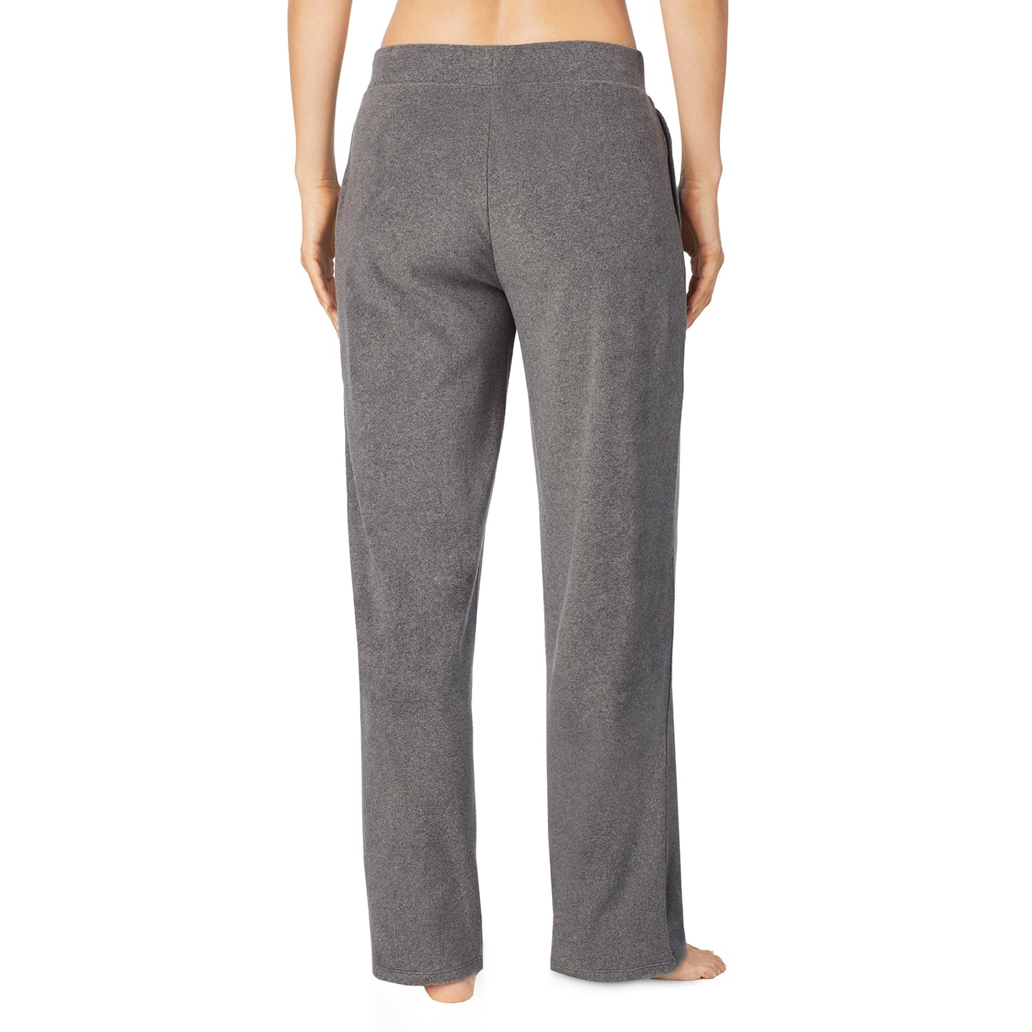 Charcoal Heather; Model is wearing size S. She is 5’9”, Bust 32”, Waist 25.5”, Hips 36”.@lower body of a lady wearing grey lounge pant