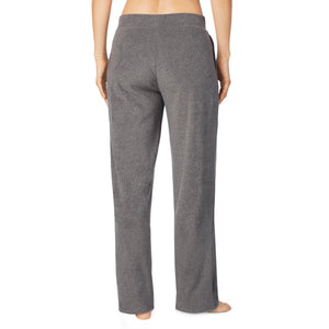 A lady wearing Fleecewear With Stretch Lounge Pant in Charcoal Heather side view side view
