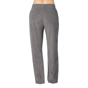 A lady wearing Fleecewear With Stretch Lounge Pant in Charcoal Heather close up close up