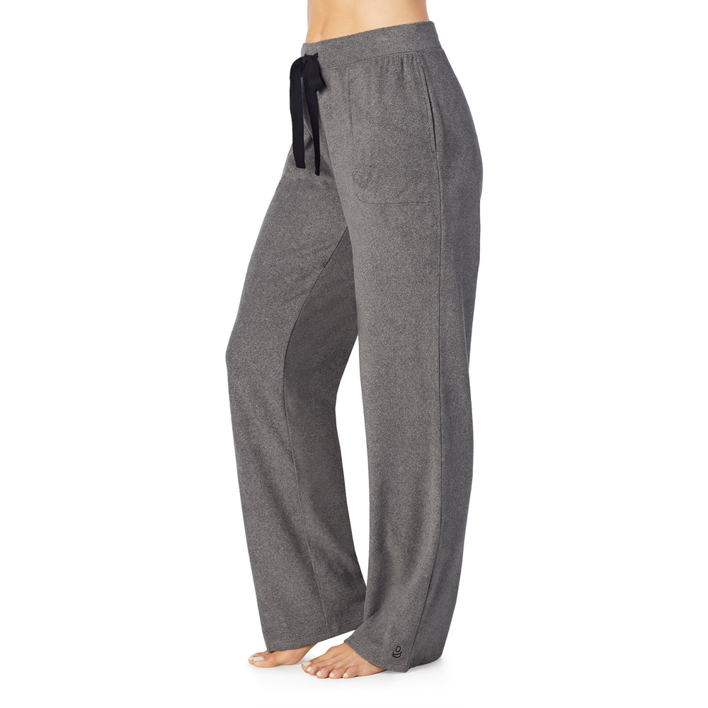 A lady wearing Fleecewear With Stretch Lounge Pant in Charcoal Heather back view back view