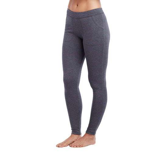 Grey Heather; Model is wearing size S. She is 5’9”, Bust 32”, Waist 25.5”, Hips 36”.@lower body of A lady wearing grey legging