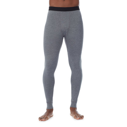 Charcoal Heather; Model is wearing size M. He is 6'1", Waist 31", Inseam 33".@lower body of a man wearing grey pant