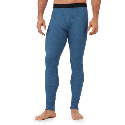 Blue Heather; Model is wearing size M. He is 6'1", Waist 31", Inseam 33".@A man wearing a blue heather waffle thermal pant big & tall..