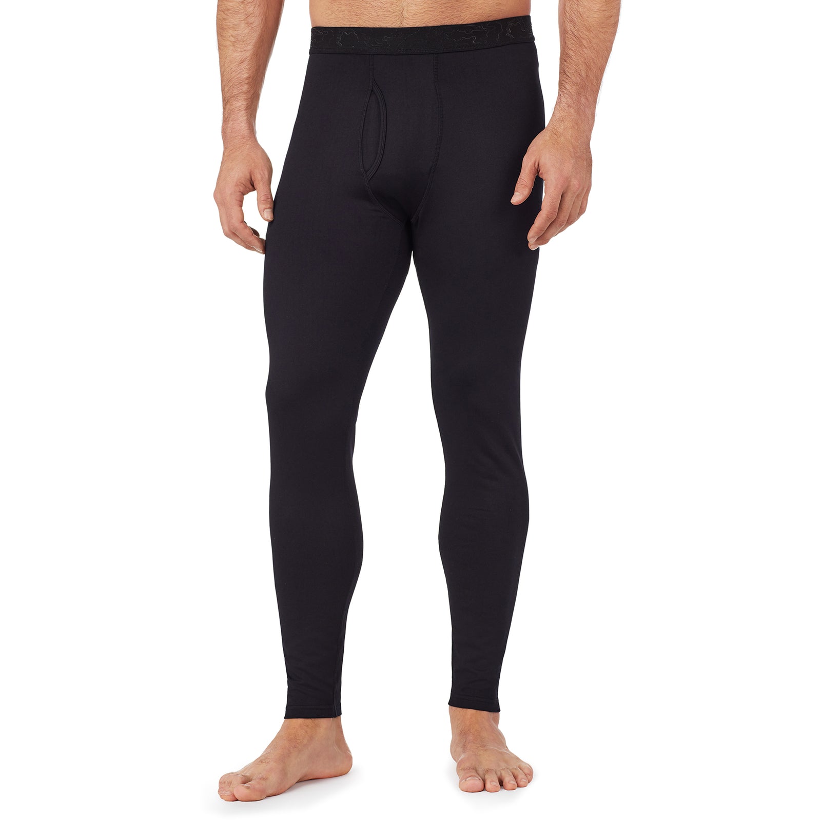 Black; Model is wearing size M. He is 6'1", Waist 31", Inseam 33".@upper body of a man wearing black pant