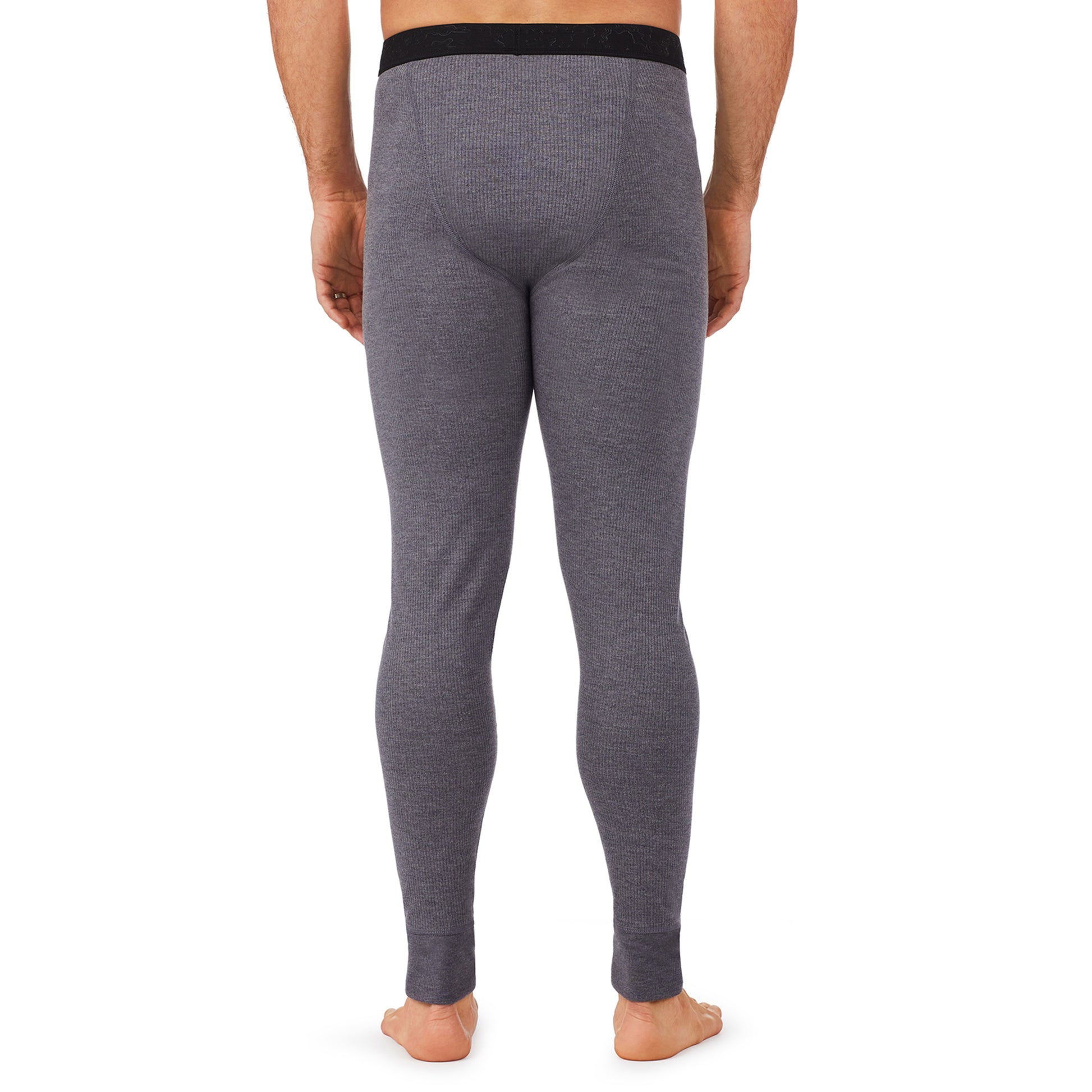 Charcoal Heather; Model is wearing size M. He is 6'1", Waist 31", Inseam 33".@lower body of A man wearing grey pant