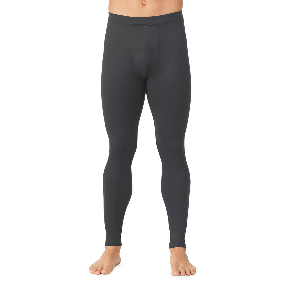 lower body of a man wearing ebony pants