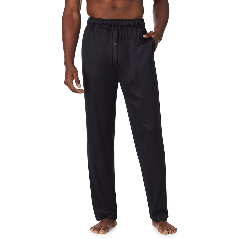 A lady wearingMens Far-Infrared Enhance Sleep Pant with Navy Olive Plaid print