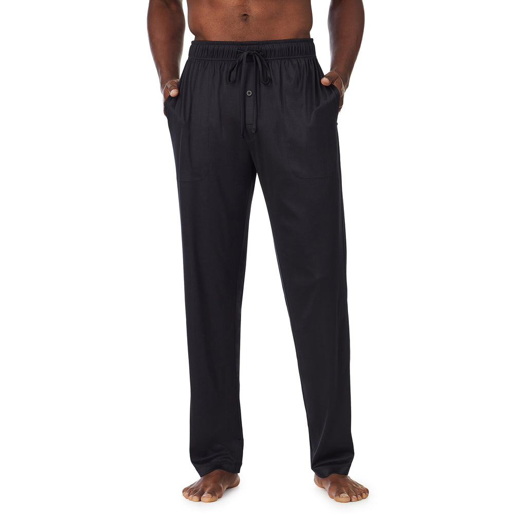 A lady wearingMens Far-Infrared Enhance Sleep Pant with Grey Multi Plaid print