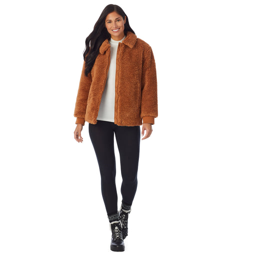 CUDDL DUDS Women's Fleecewear Bonded Sherpa Snap Front Jacket