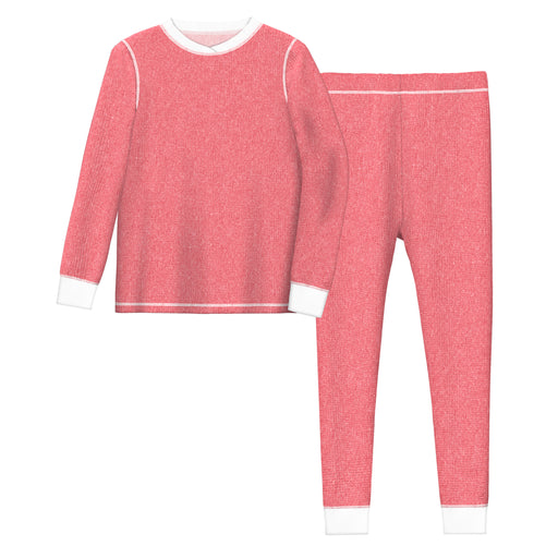 Coral Heather; @Toddler girls coral heather long sleeve crew and legging set.