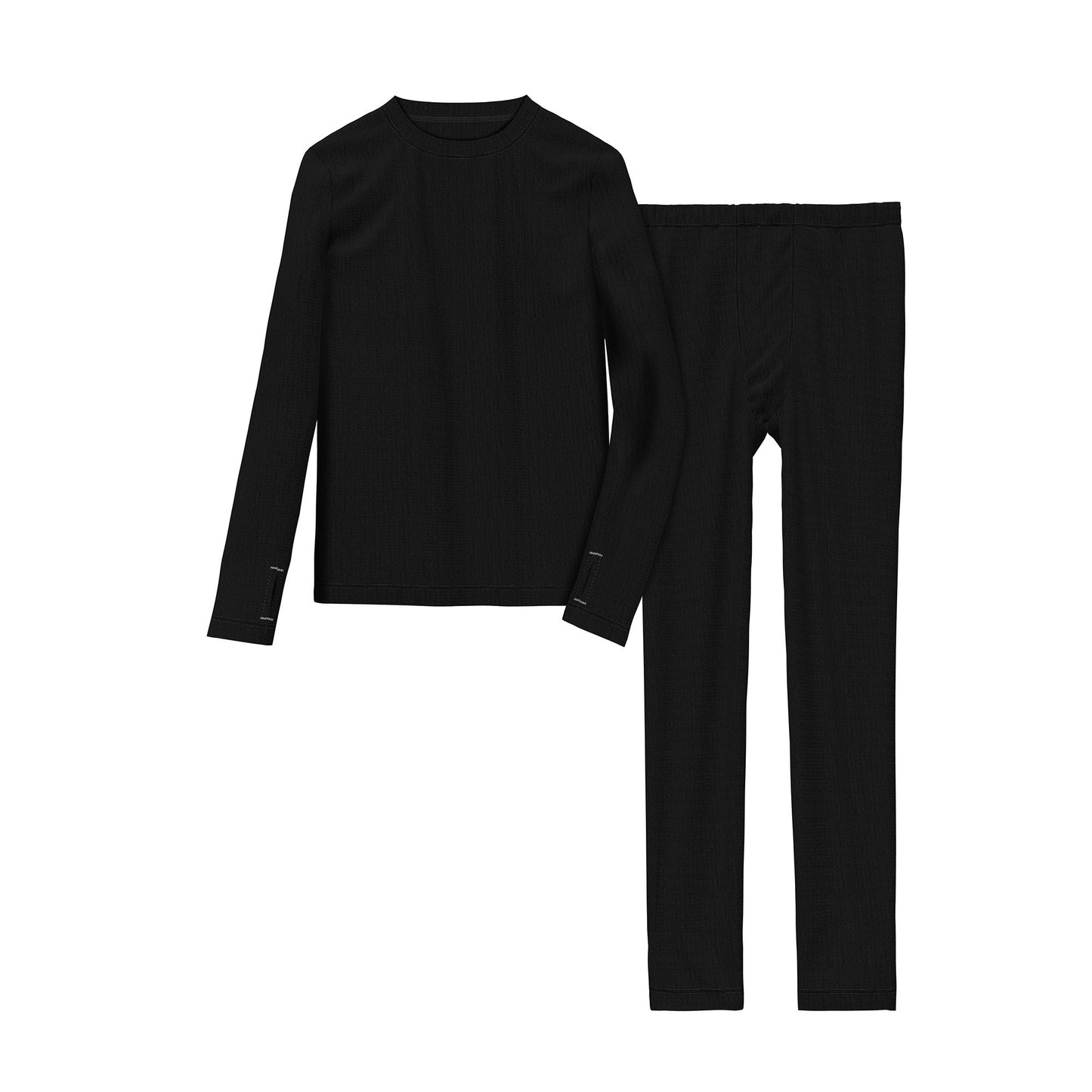 Black;@Boys Texture Grid 2 pc. Long Sleeve Crew & Pant Set