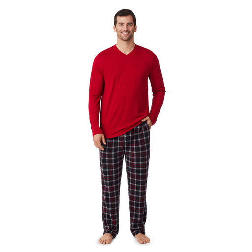 Black Red Plaid; Model is wearing size M. He is 6'1
