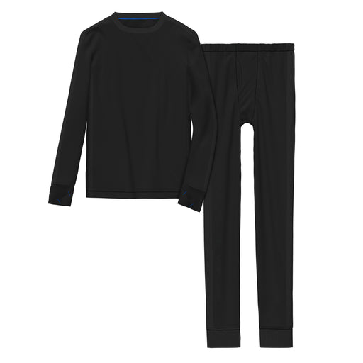 Black;@A black long sleeve crew t-shirt and pant set