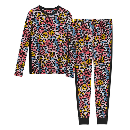 Color Spotted Animal;@Girls Fleece 2 pc. color spotted animal Long Sleeve Crew & Pant Set