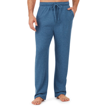 Blue Heather; Model is wearing size M. He is 6'1", Waist 31", Inseam 33". @A man wearing a blue heather waffle thermal relaxed pant.