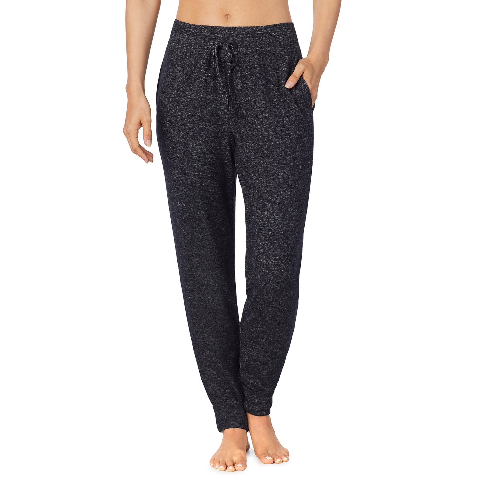 Marled Dark Charcoal;@A lady wearing SoftKnit Jogger in Marled Dark Charcoal  