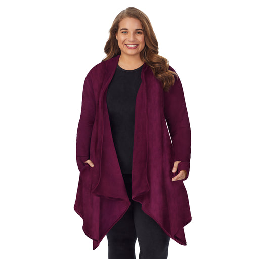 Cuddl Duds Cuddle Duds Plus Size Soft Knit Open-Front Wrap - Macy's
