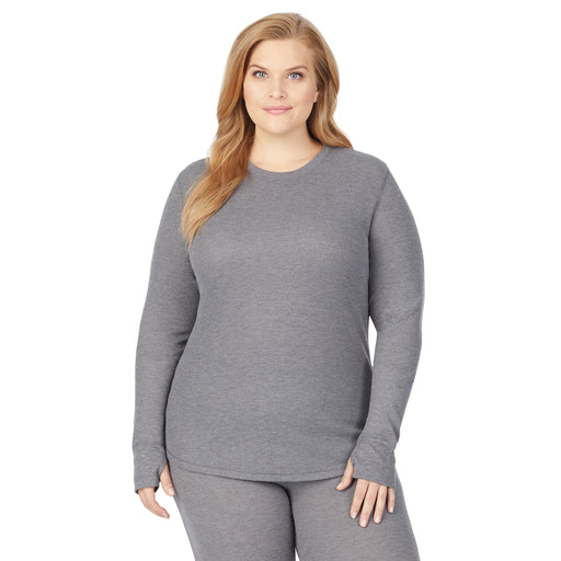 Stone Grey Heather; Model is wearing size 1X. She is 5'9