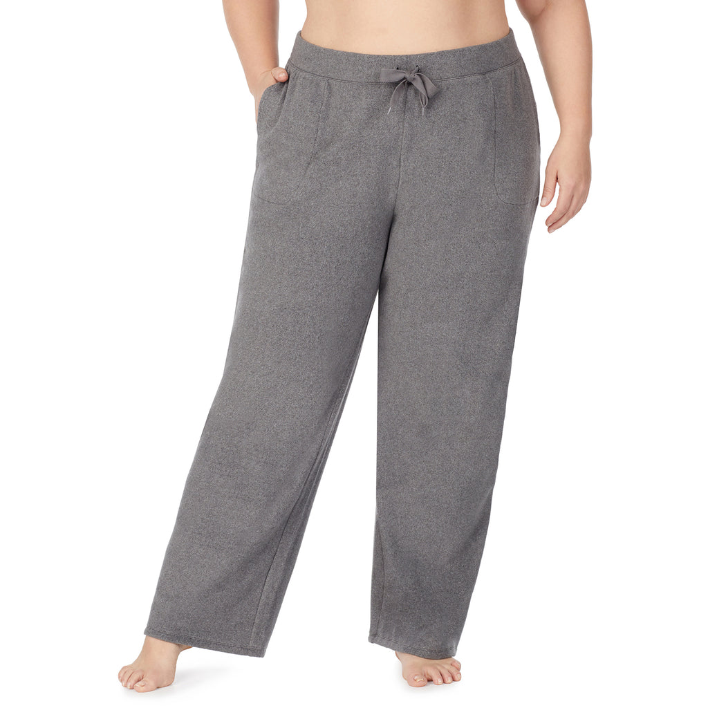 A lady wearing Fleecewear With Stretch Lounge Pant PLUS in Charcoal Heather  