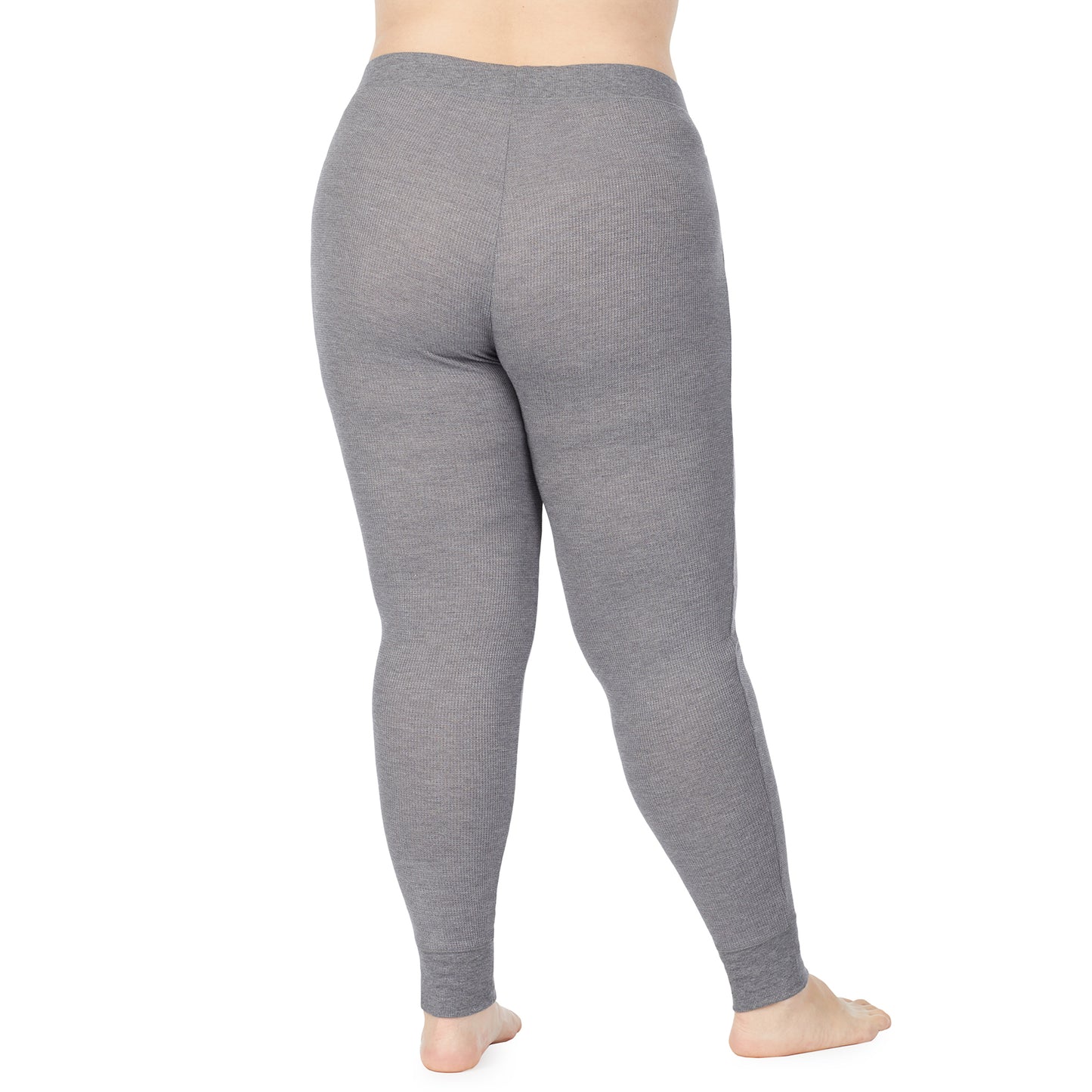 Stone Grey Heather; Model is wearing size 1X. She is 5'9", Bust 38", Waist 36", Hips 48.5".@A lady wearing a stone grey heather legging plus.