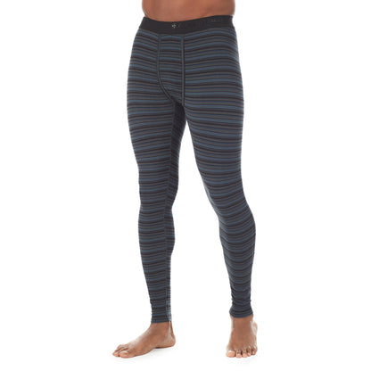 Black & Grey Stripe;Model is wearing size M. He is 6'1", Waist 31", Inseam 33"@A lady wearing climatesport long sleeve crew.